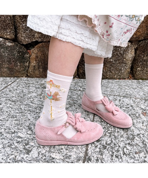 ピンクハウス　メリーゴーラウンド　ソックス・コサージュセット　新品未使用 PINK HOUSE（ピンクハウス） 靴下 メリーゴーラウンド柄ソックス