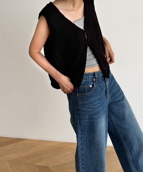 ベスト ジレ El mar　コットンニットベスト レディース CANAL JEAN ベスト ジレ El mar コットンニットベスト