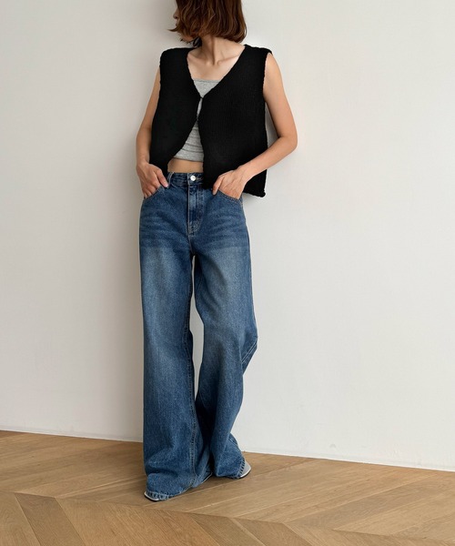 ベスト ジレ El mar　コットンニットベスト レディース CANAL JEAN ベスト ジレ El mar コットンニットベスト