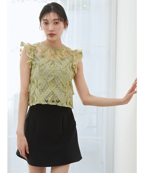 tシャツ レースフリルプルオーバー レディース