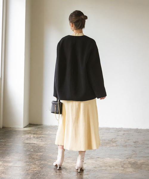 NOBLE（ノーブル） ノーカラージャケット 38 ベージュ レディース