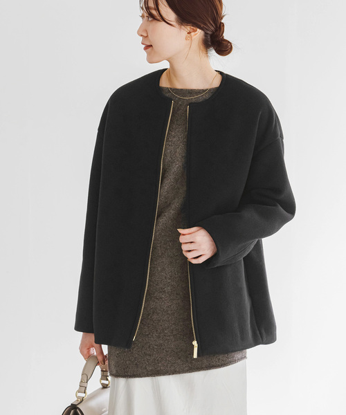 NOBLE ノーカラージャケット38 NOBLE（ノーブル） ノーカラージャケット 38 ベージュ レディース