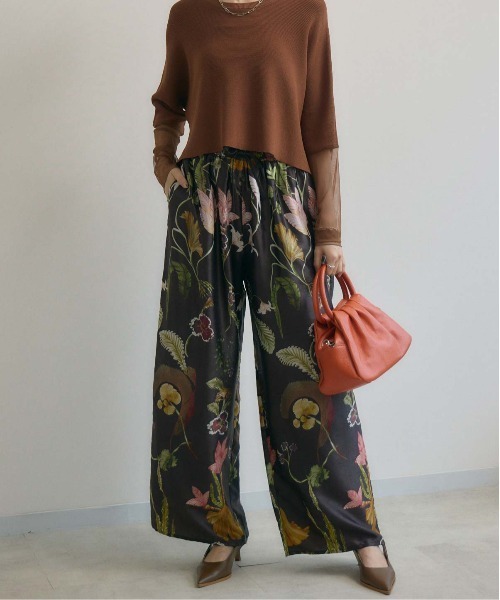 Paradise Picnic パンツ cloche ボタニカル柄ワイドパンツ レディース  