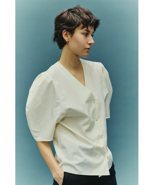 RIM.ARK ブラウス シャツ 半袖 入学式 Volume sleeve v-neck SH 