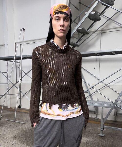 Y's ワイズ - open neck knit オープンネックニット ブラック Y's