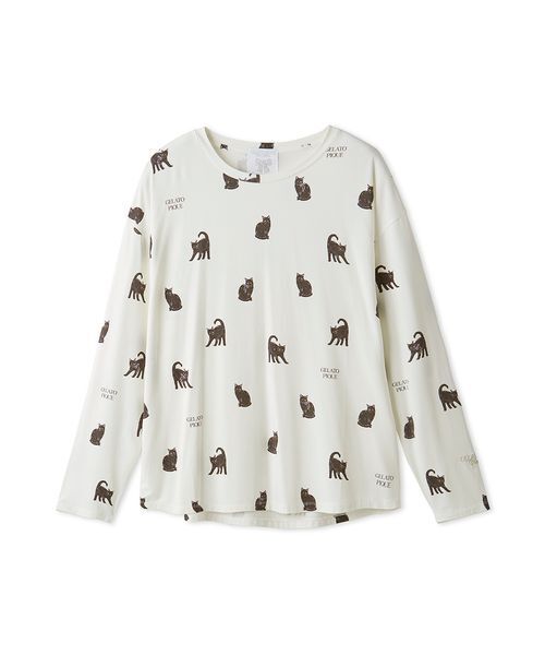gelato pique（ジェラートピケ） パジャマ ルームウェア CAT総柄ロンT