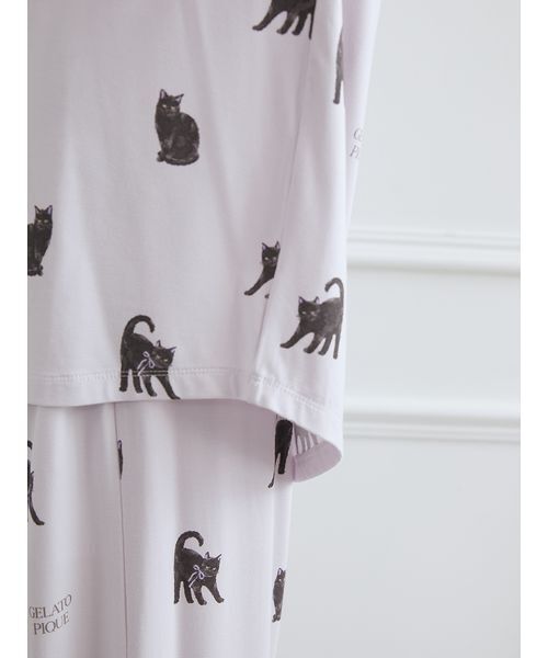 gelato pique（ジェラートピケ） パジャマ ルームウェア CAT総柄ロンT