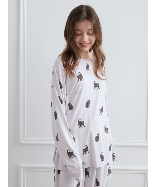 gelato pique（ジェラートピケ） パジャマ ルームウェア CAT総柄ロンT