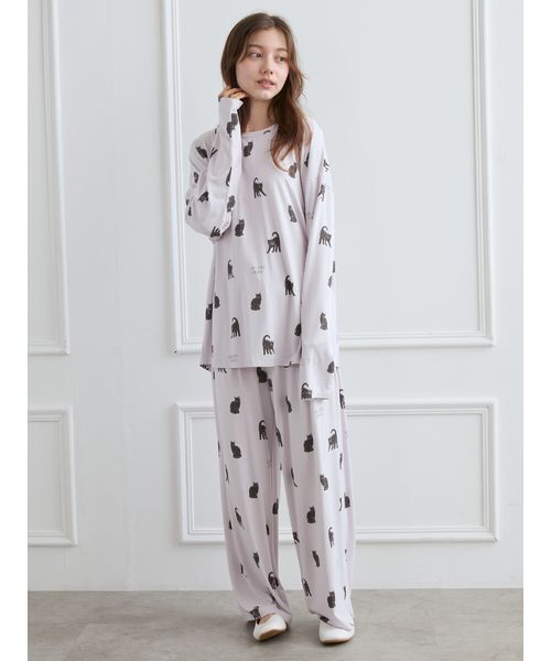 gelato pique（ジェラートピケ） パジャマ ルームウェア CAT総柄ロンT