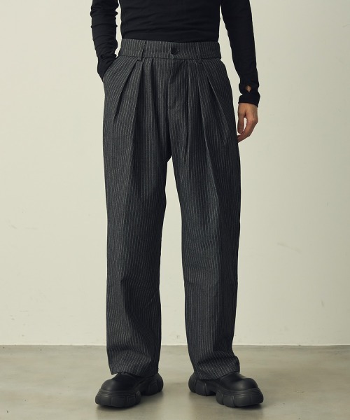 Shoowtime（ショウタイム） スラックス Pinstripe 3-pleat straight