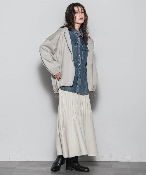 EFFLORESCENCE グレー フード付き ダンボールパーカーL MAYSON GREY（メイソングレイ） パーカー 「WEB限定」フードジップ