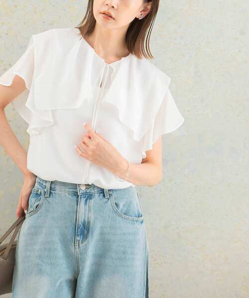 「URBAN RESEARCH ROSSO WOMEN」 半袖ブラウス FREE ホワイト レディースの画像