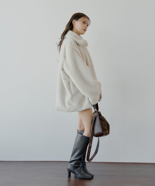 Chico クリーム色 ファーコート F Chico（チコ） コート アウター ファーショートコート レディース