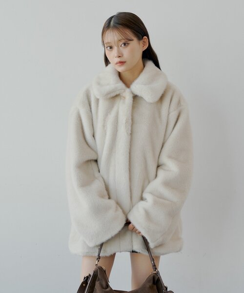 CHICO アイボリー ファーコート ショート丈 チコ Chico ファーショートコート （GBEI） -アウトレットファッション