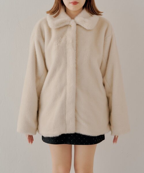 Chico（チコ） コート アウター 金釦ミディアム丈ファーコート