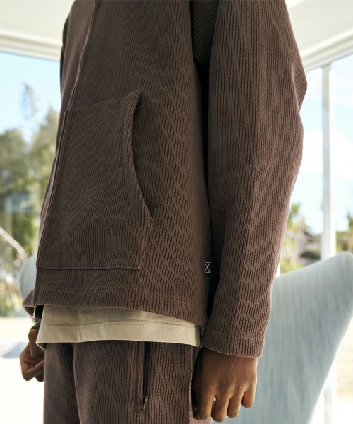 STYLISE パーカー 「MLVINCE」KNIT ZIP HOODY / ストーンブラウン