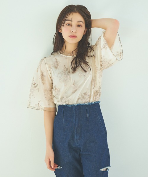「mysty woman」 半袖ブラウス FREE ブラック レディース_画像6