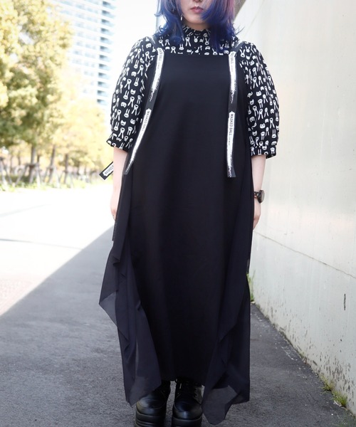 「rovtski」 「chou chou」サロペットスカート FREE ブラック レディース_画像3