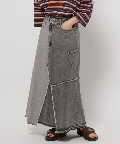 ニコです！ niko and…（ニコアンド） デニムスカート LARGE グレー レディース