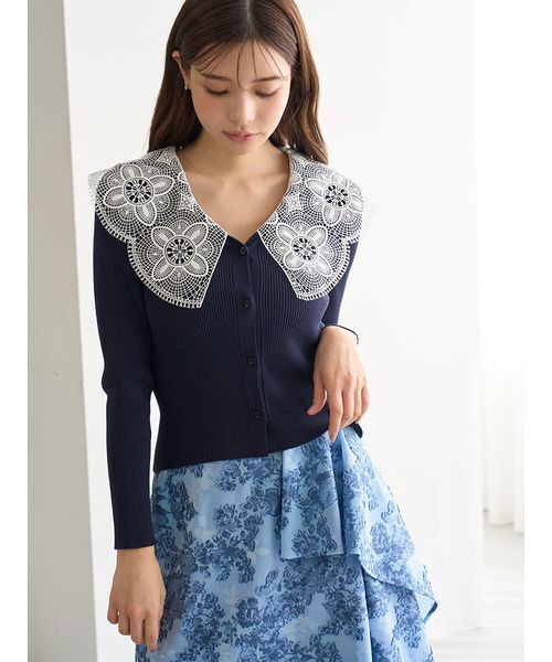 SNIDEL（スナイデル） ニット セーター エンブロイダリーカラーニット