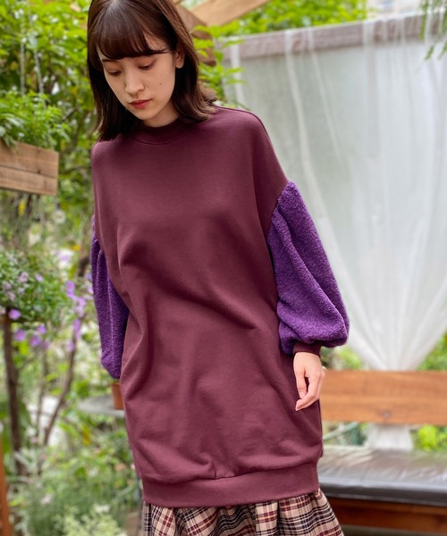 「AVIE」 Tシャツワンピース 38 ボルドー レディース_画像2