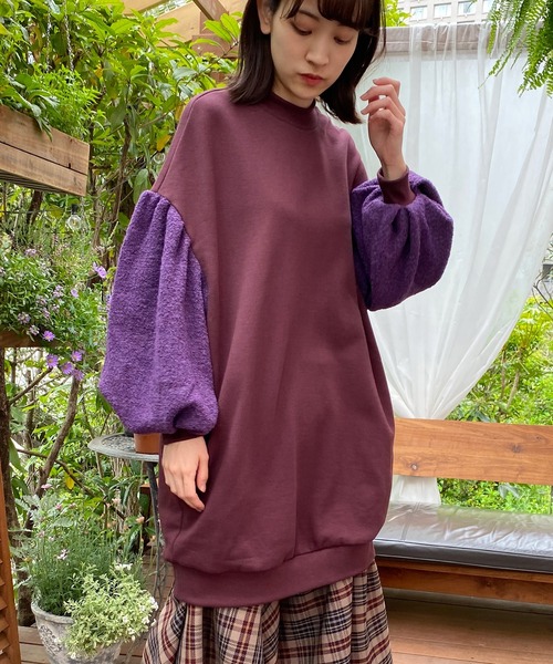 「AVIE」 Tシャツワンピース 38 ボルドー レディース_画像3