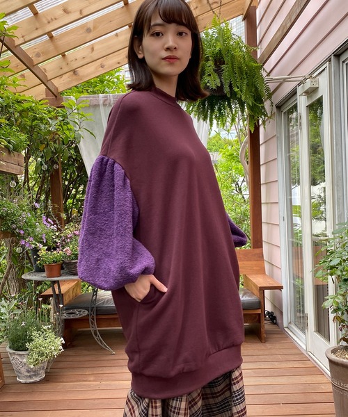 「AVIE」 Tシャツワンピース 38 ボルドー レディース_画像6