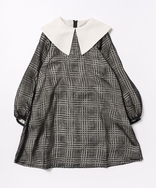 maarook - 衣装 チェックオーガンジーワンピース キッズ お子さん服 うしろ帯