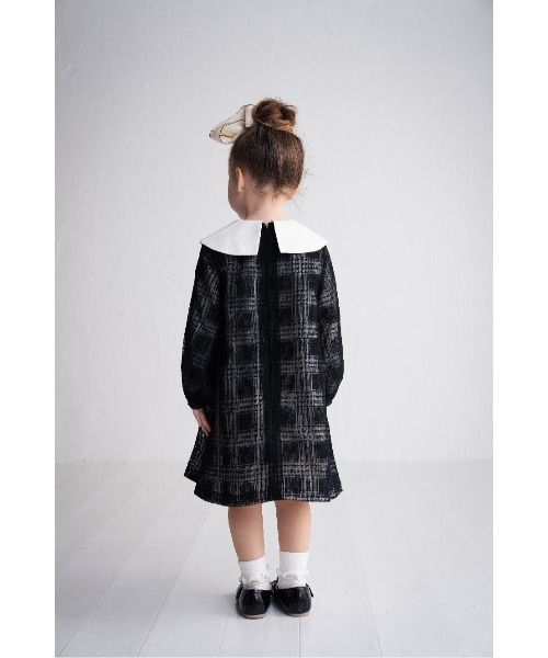 maarook - 衣装 チェックオーガンジーワンピース キッズ お子さん服 うしろ帯