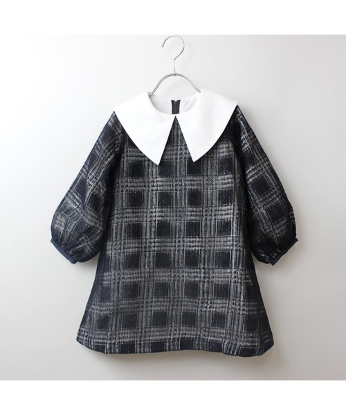 maarook - 衣装 チェックオーガンジーワンピース キッズ お子さん服 うしろ帯