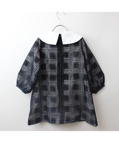 maarook - 衣装 チェックオーガンジーワンピース キッズ お子さん服 うしろ帯