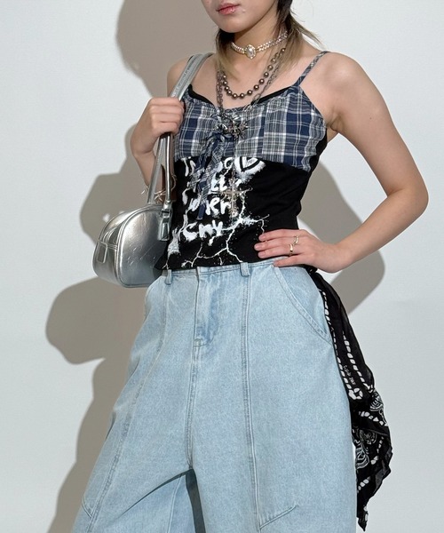 キャミソール Y2K レースアップ チェックキャミ (SS) : ZOZOTOWN Yahoo
