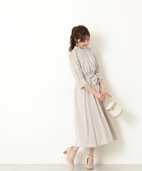 「PROPORTION BODY DRESSING」 長袖ワンピース MEDIUM ベージュ レディース_画像3