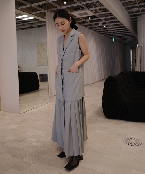 Ameri（アメリ） ワンピース PLEATED SKIRT DOCKING SUIT DRESS