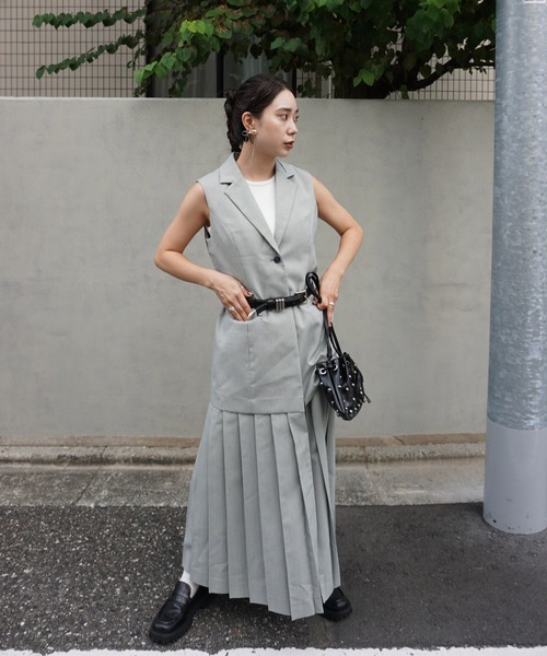 Ameri（アメリ） ワンピース PLEATED SKIRT DOCKING SUIT DRESS