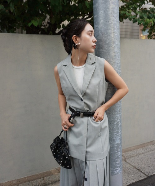 Ameri（アメリ） ワンピース PLEATED SKIRT DOCKING SUIT DRESS