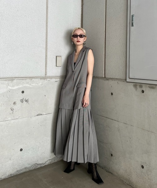 Ameri（アメリ） ワンピース PLEATED SKIRT DOCKING SUIT DRESS