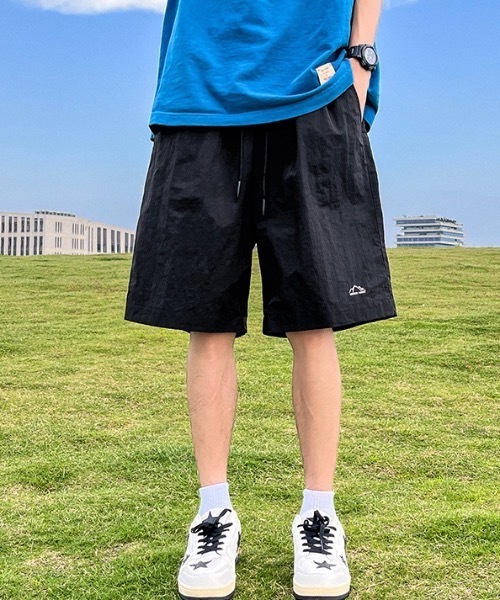 パンツ ワンポイントデザインナイロンハーフパンツ メンズ レディース