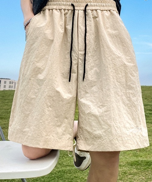ハーフパンツ パンツ 短パン ワンポイントデザインナイロンハーフ