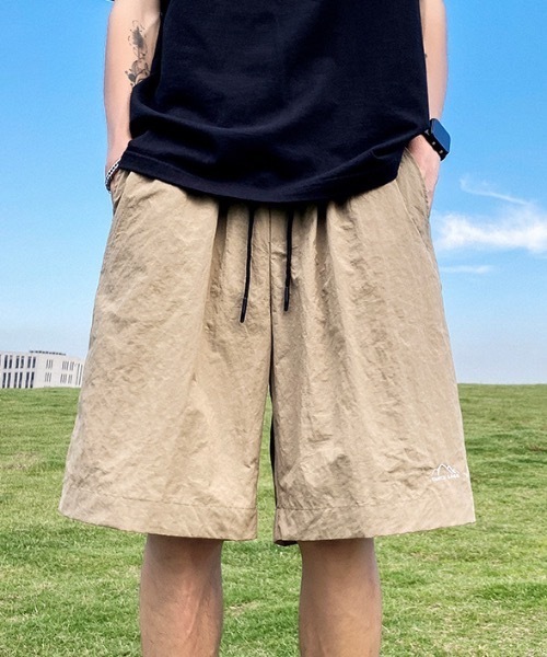 ハーフパンツ パンツ 短パン ワンポイントデザインナイロンハーフ