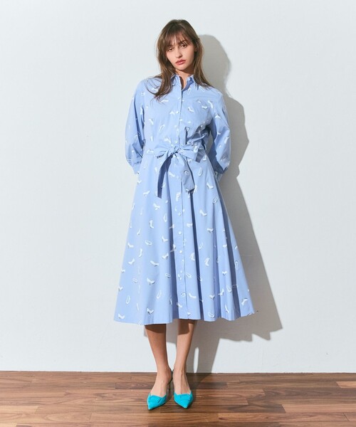シャツワンピース ヒールプリントシャツドレスの画像
