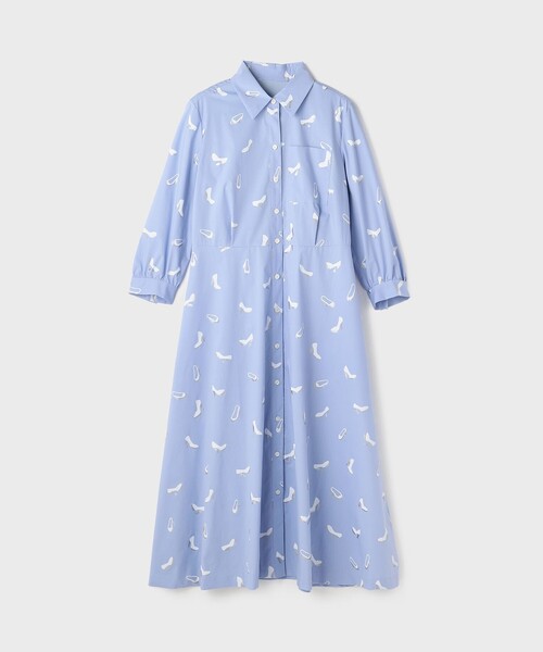 シャツワンピース ヒールプリントシャツドレスの画像