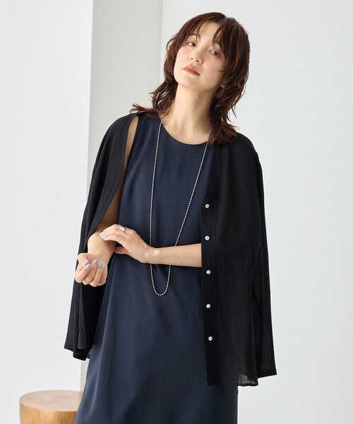 ブラウス シャツ 予約「A・MONN」「すっきり見え」Vネックヨウリュウブラウス レディースの画像