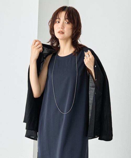 ブラウス シャツ 予約「A・MONN」「すっきり見え」Vネックヨウリュウブラウス レディースの画像