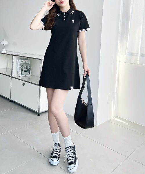 「U.S. POLO ASSN.」 半袖ワンピース L 杢グレー レディース_画像2