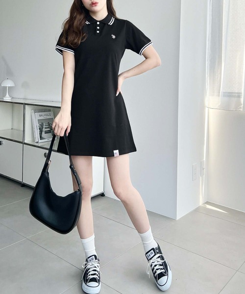 「U.S. POLO ASSN.」 半袖ワンピース L 杢グレー レディース_画像4
