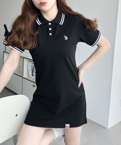 「U.S. POLO ASSN.」 半袖ワンピース L 杢グレー レディース_画像5