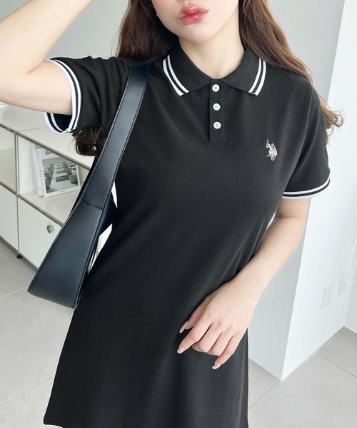 「U.S. POLO ASSN.」 半袖ワンピース L 杢グレー レディース_画像7