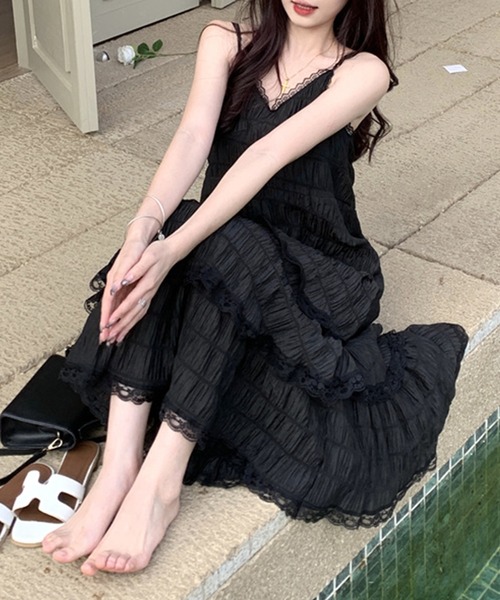 「DAY CLOSET」 キャミソールワンピース M ブラック レディース_画像6