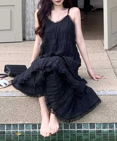 「DAY CLOSET」 キャミソールワンピース M ブラック レディース_画像9